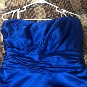 Royal blue David’s bridal bridesmaid dress